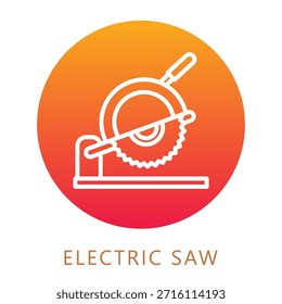 Electric Saw Gradient Fill Icon, Mini Illustration Relate To Carpentry, Wood Industry. Use For Modern Concept, Ui, Ux Web And App Development.
