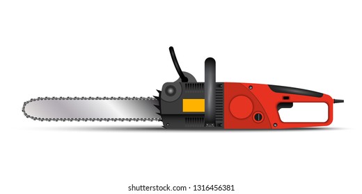 Electric saw. Hand electric tool. Vector illustration on a white background.