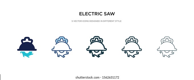 electric saw icon in different style vector illustration. two colored and black electric saw vector icons designed in filled, outline, line and stroke style can be used for web, mobile, ui