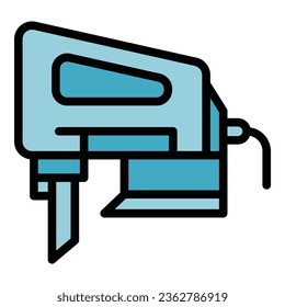 Electric saw icon outline vector. Work tool. Drill design color flat
