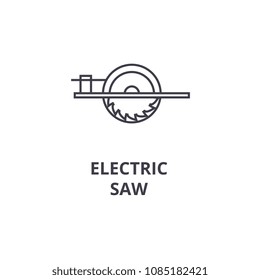 electric saw vector line icon, sign, illustration on background, editable strokes