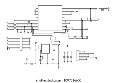 Electric scheme - fantasy technology vector background