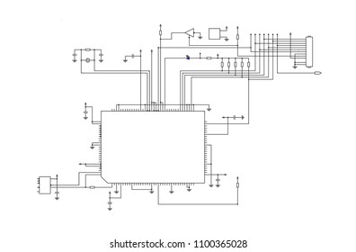 Electric scheme - fantasy technology vector background