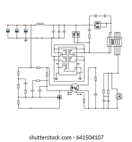 Electric scheme - fantasy technology vector background