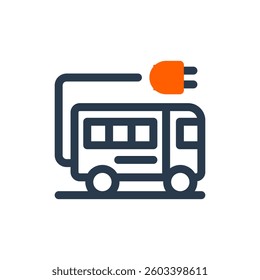 Electric School Bus 1 for School Bus Purpose Vector Icon