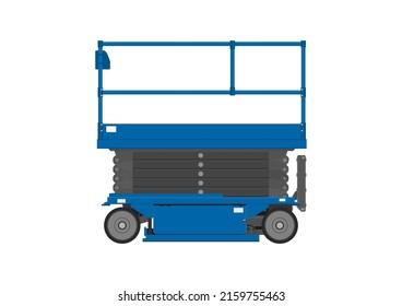 Electric scissor lift work platform. Vector.