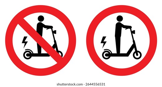 Electric scooter area sign and No electric scooters allowed sign
