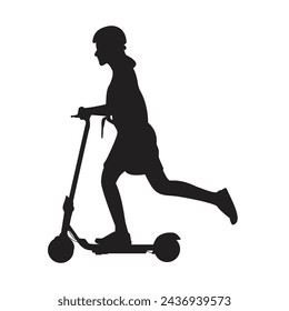 electric scooter autoped vector high quality. child. black isolated white background