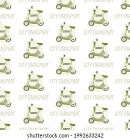 Electric scooter background. Vector motorcycle. Fast for food delivery. Trendy green scooter.