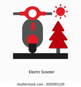 Electric Scooter or Battery Bike Icon Concept
