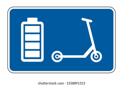 Electric scooter battery loading station sign