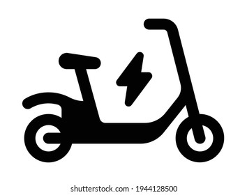 Electric scooter. Bike charging, bicycle, ecological transportation, e-bike icon vector pictogram.