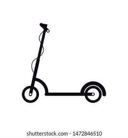 Electric scooter black icon. E-bike in a flat style. Vector illustration.
