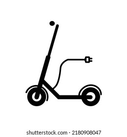 Electric scooter with charging cord icon