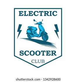 Electric Scooter club logo. Blue scooter logo