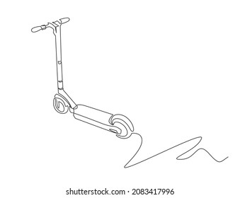 Electric scooter continuous one line vector illustration. Eco Friendly Vehicle Concept. Kick Scooter line icon, Wheel Scooter.