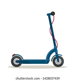 Electric scooter, convenient urban transport. Vector illustration, flat design, cartoon style. Isolated on white background.