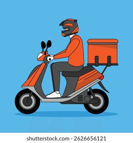 Electric Scooter Delivery Rider Vector Illustration With Vibrant Colors
