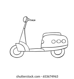 Electric scooter. Eco alternative city transport and urban green vehicles.Thin line design scooter. 