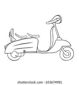 Electric scooter. Eco alternative city transport and urban green vehicles.Thin line design scooter. 