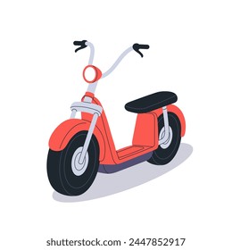 Scooter eléctrico, transporte ecológico. Ciclomotor eléctrico, EV. Vehículo de motor electrónico, escooter, equipado para viajes urbanos. Ilustración vectorial gráfica plana aislada sobre fondo blanco