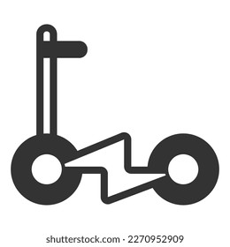 Electric scooter, energy sign instead of a frame - icon, illustration on white background, glyph style