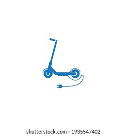 Electric scooter. E-Scooter Logo design silhouette with charger.