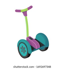 Elektrischer Roller im flachen Stil. Vektorillustration. Nicht kraftstoffbelasteter, umweltfreundlicher Nahverkehr. Self-Balance transporterObject ist einzeln auf weißem Hintergrund. Outdoor-Aktivitätstechnologie.