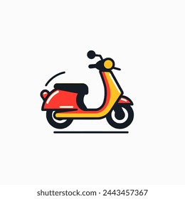 Vespa Eléctrica Vector Plano Arte Transporte, Vehículo, Eléctrico, Icono.
