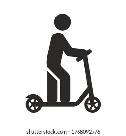 Electric scooter icon. E-scooter. Kick scooter. Vector icon isolated on white background.