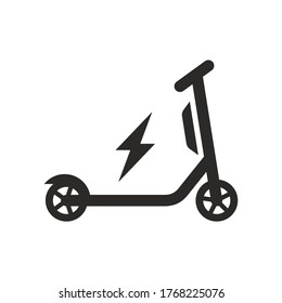 Electric scooter icon. E-scooter. Kick scooter. Vector icon isolated on white background.