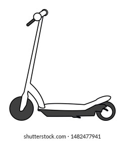 electric scooter icon. flat design isolated on white. black line adapted for web sites and mobile applications. vector image.