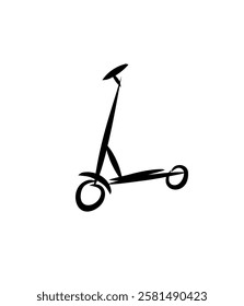 Electric scooter icon isolate minimalism, drawn with a brush stylized. individual vehicle for human transportation