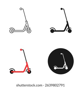 Electric scooter icon in line and silhouette styles