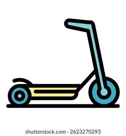 Electric scooter icon. Outline electric scooter vector icon color flat isolated