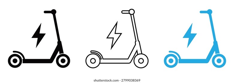 Electric Scooter Icon Set Eco Friendly Urban Transportation and Battery Powered Mobility Vector 
Illustration