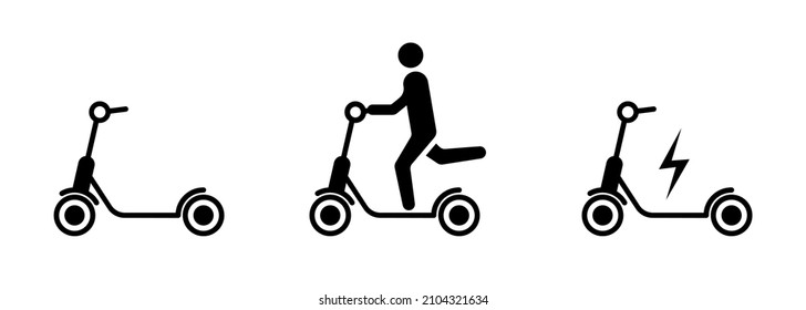 Electric scooter icon set. Ecological transport concept. Vector on isolated background. EPS 10.