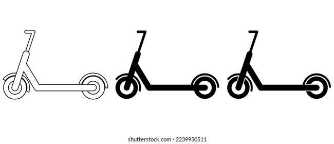 Electric scooter icon set isolated on white background
