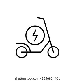 Electric scooter icon. Simple outline style. Eco transport, bike, charge, travel, technology, city, road, Transportation concept. Thin line symbol. Vector illustration isolated.