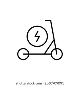 Electric scooter icon. Simple outline style. Eco transport, bike, charge, travel, technology, city, road, Transportation concept. Thin line symbol. Vector illustration isolated.