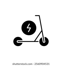 Electric scooter icon. Simple solid style. Eco transport, bike, charge, travel, technology, city, road, Transportation concept. Black silhouette, glyph symbol. Vector illustration isolated.