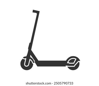 Forma del símbolo del icono de la vespa eléctrica. Pictograma de forma de signo de logotipo de bicicleta de patada. Imagen de Ilustración vectorial. Aislado sobre fondo blanco.