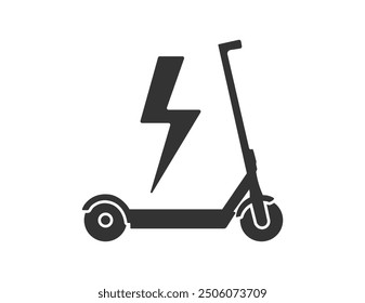 Forma del símbolo del icono de la vespa eléctrica. Pictograma de forma de signo de logotipo de bicicleta de patada. Imagen de Ilustración vectorial. Aislado sobre fondo blanco.