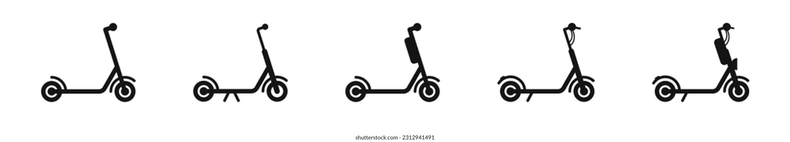 Electric scooter icons. Electric kick scooter. Vector scooter icon set. EPS 10