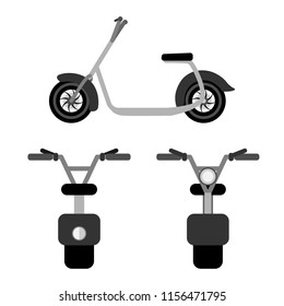 Electric scooter icons set in flat style. Vector illustration