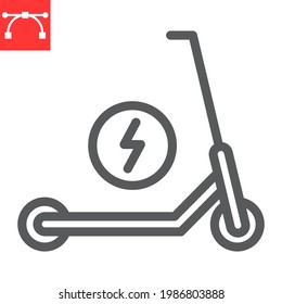 Electric scooter line icon, transportation and vehicle, scooter vector icon, vector graphics, editable stroke outline sign, eps 10