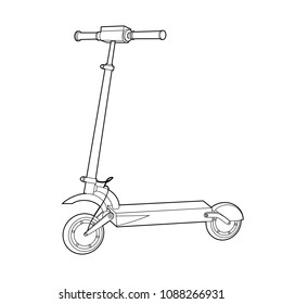 Electric Scooter line icon, Wheel Scooter