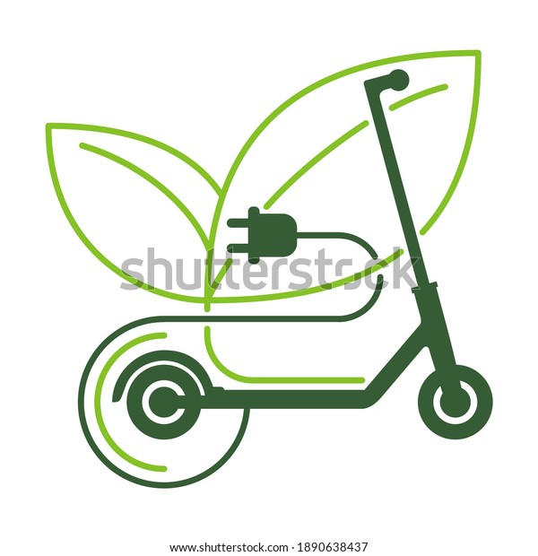Electric Scooter Logo Design Ecofriendly Sustainable Stock Vector