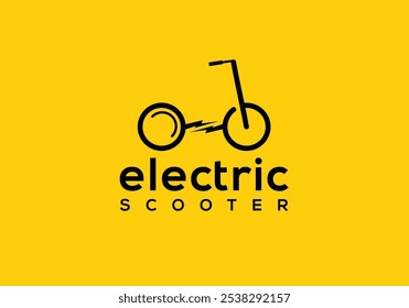 Electric Scooter Logo Design Vector. E-Scooter logo design with electric lightning sign charger.