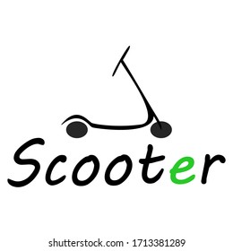 electric scooter logo vector image. minimalist illustration with text. abstract kick scooter with a transparent background. Kickscooter.